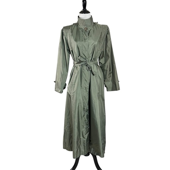Vintage Green Trench Coat - Picture 4 of 10